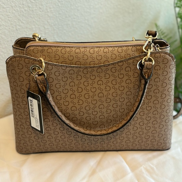 Guess Taupe Brown Satchel Bag - Picture 2 of 6